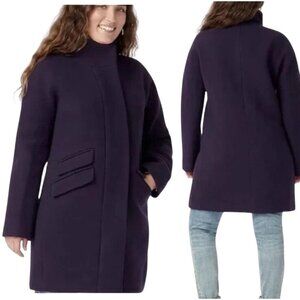 J. Crew Womens 2P Cocoon Coat Italian Stadium Cloth Nello Gori Purple Wool Blend